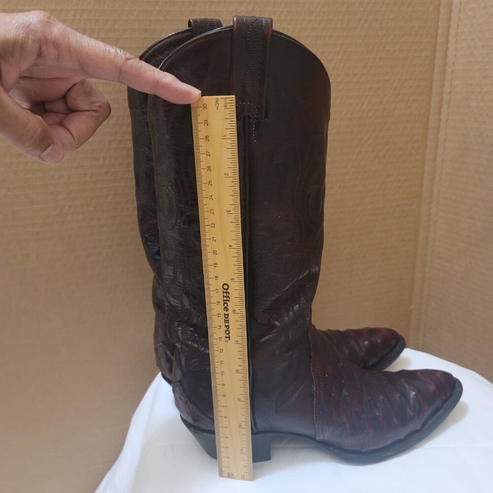 Women's Quill Ostrich Cowboy Boots size 8, Burgundy - Picture 11 of 11